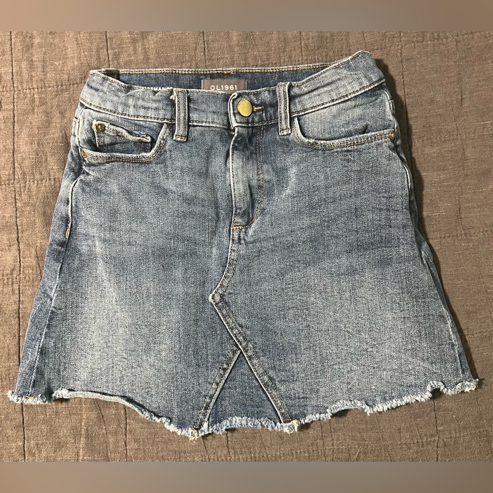 DL1961 Jenny Mini Skirt Denim with Frayed Hem